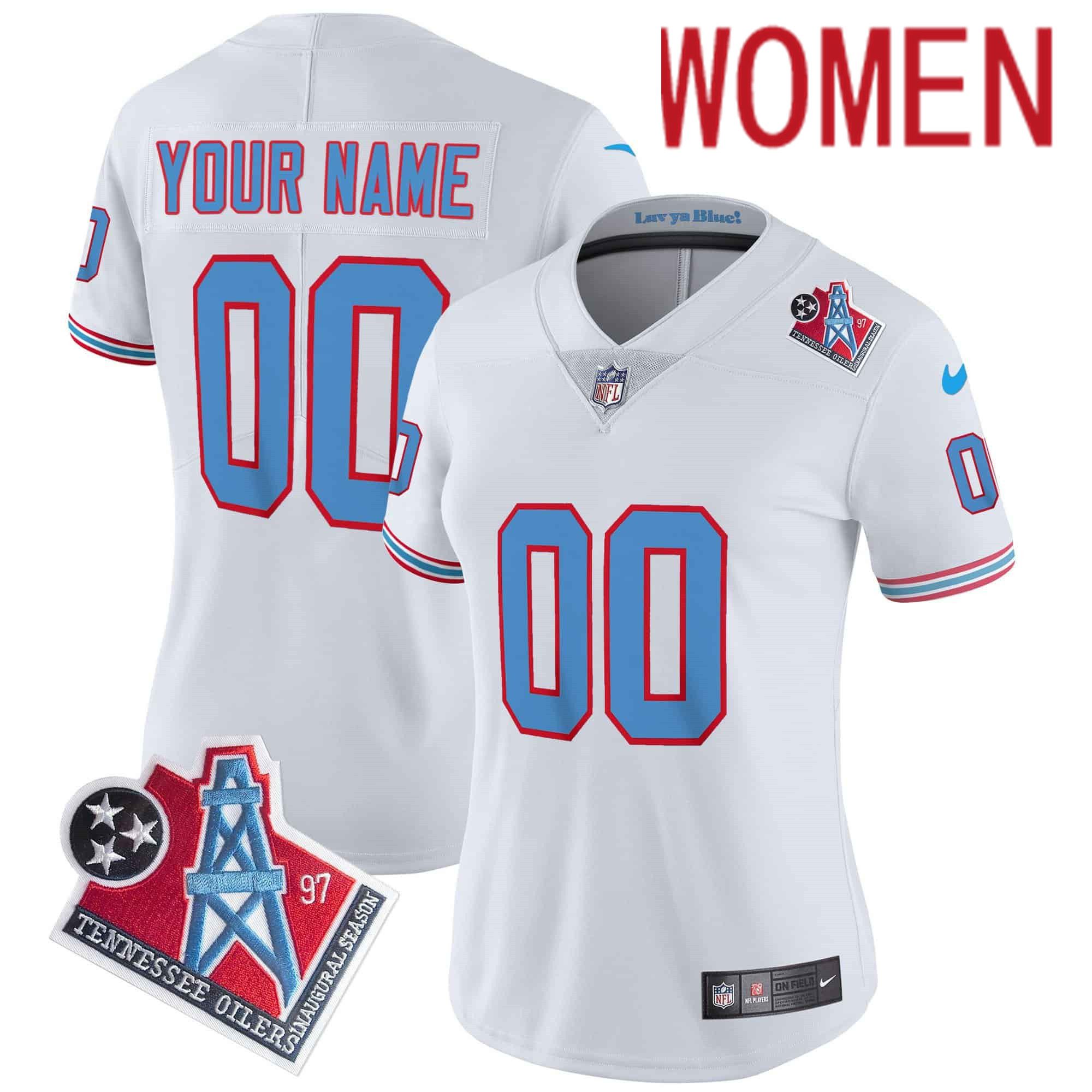 Women Tennessee Titans White 1997 Throwback 2024 Nike Limited Vapor Custom NFL Jersey